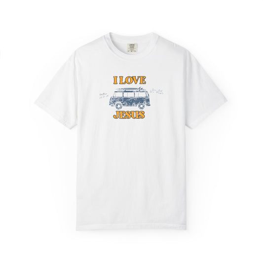 Retro "I love Jesus" Tee (White/Navy)