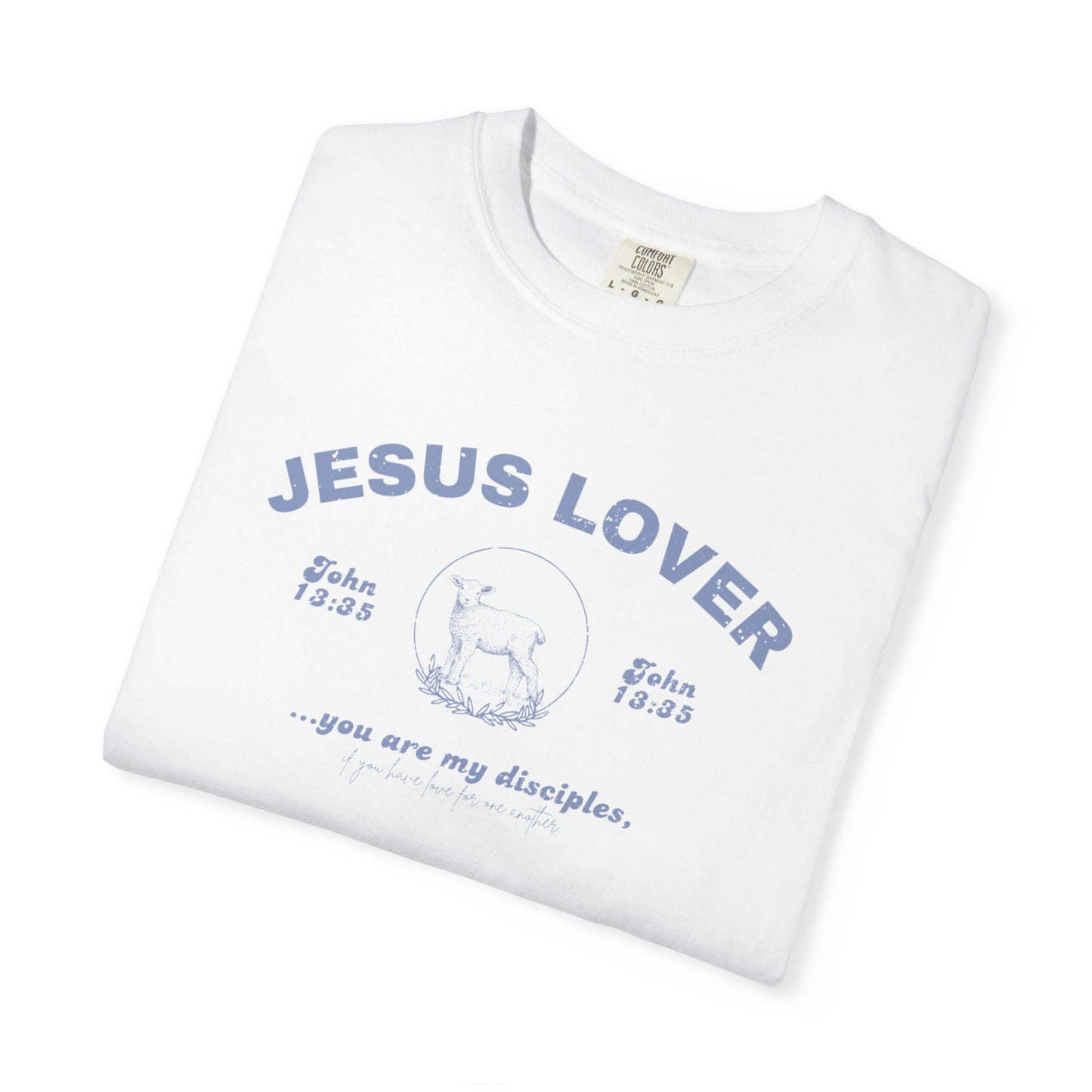 "Jesus Lover Tee" (White/Blue)