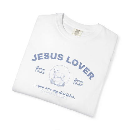 "Jesus Lover Tee" (White/Blue)