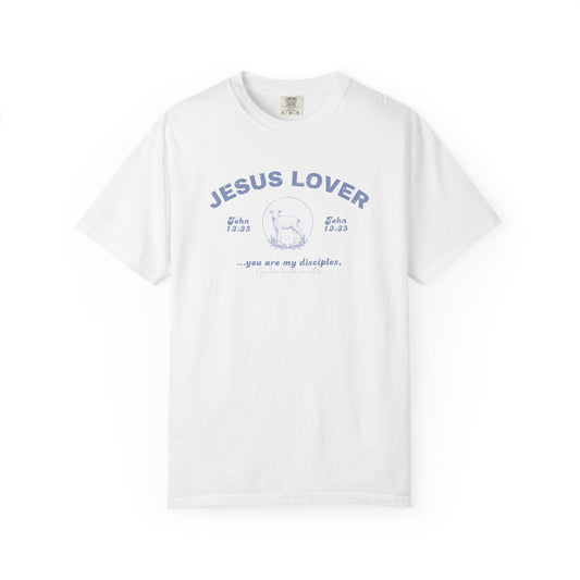 "Jesus Lover Tee" (White/Blue)