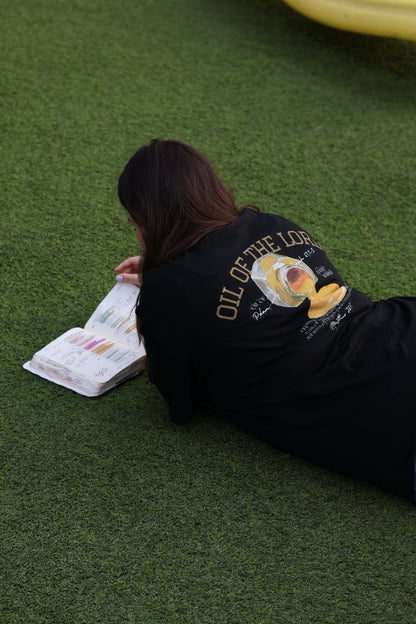 "Oil of the Lord" Oversized Tee (Black/Tan)