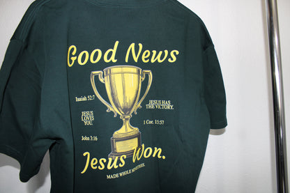 'Jesus Won' Oversized tee (Pine Green)