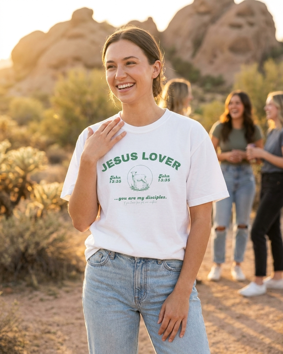 "Jesus Lover Tee" (White/Green)